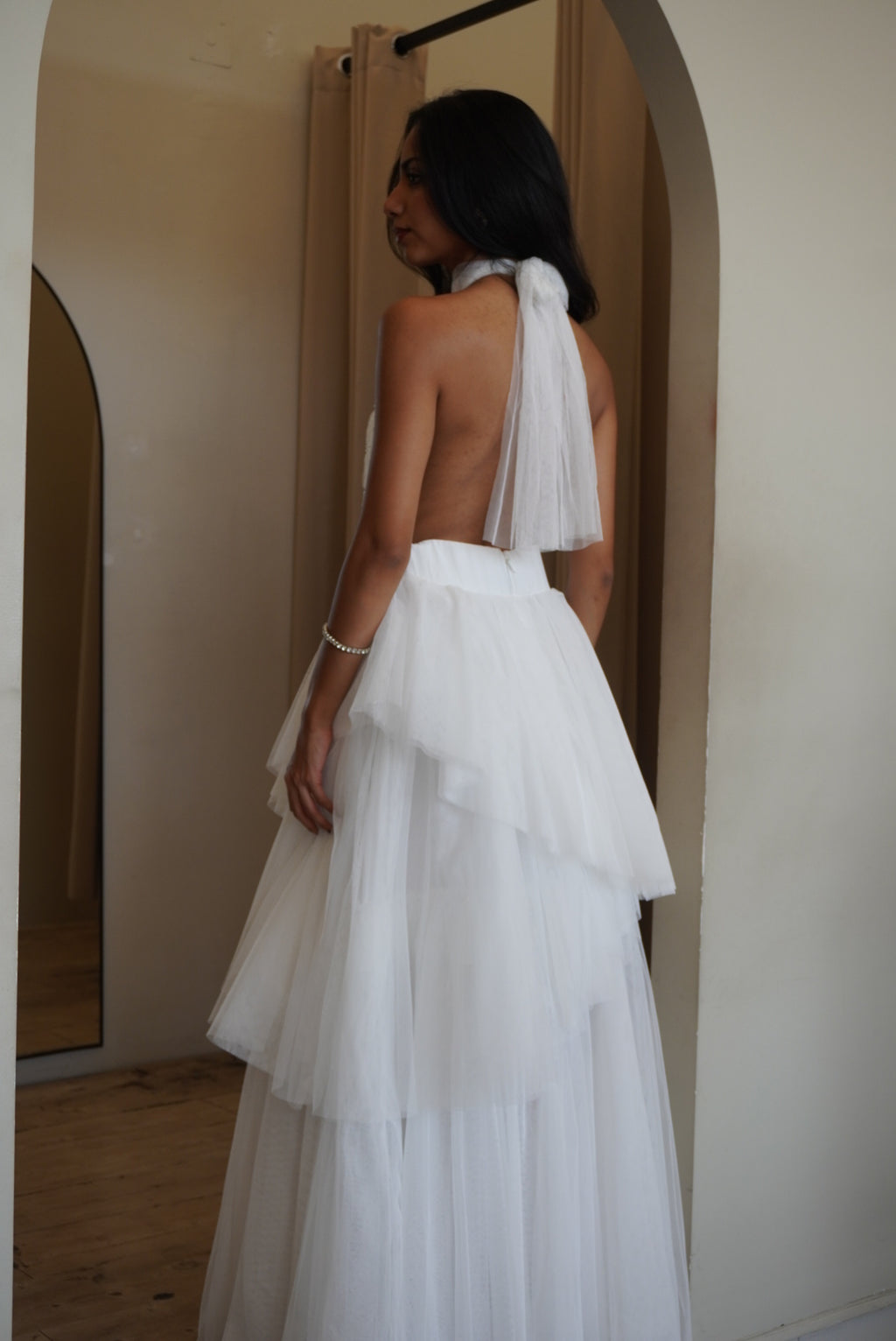 HALTER DE TUL BLANCO