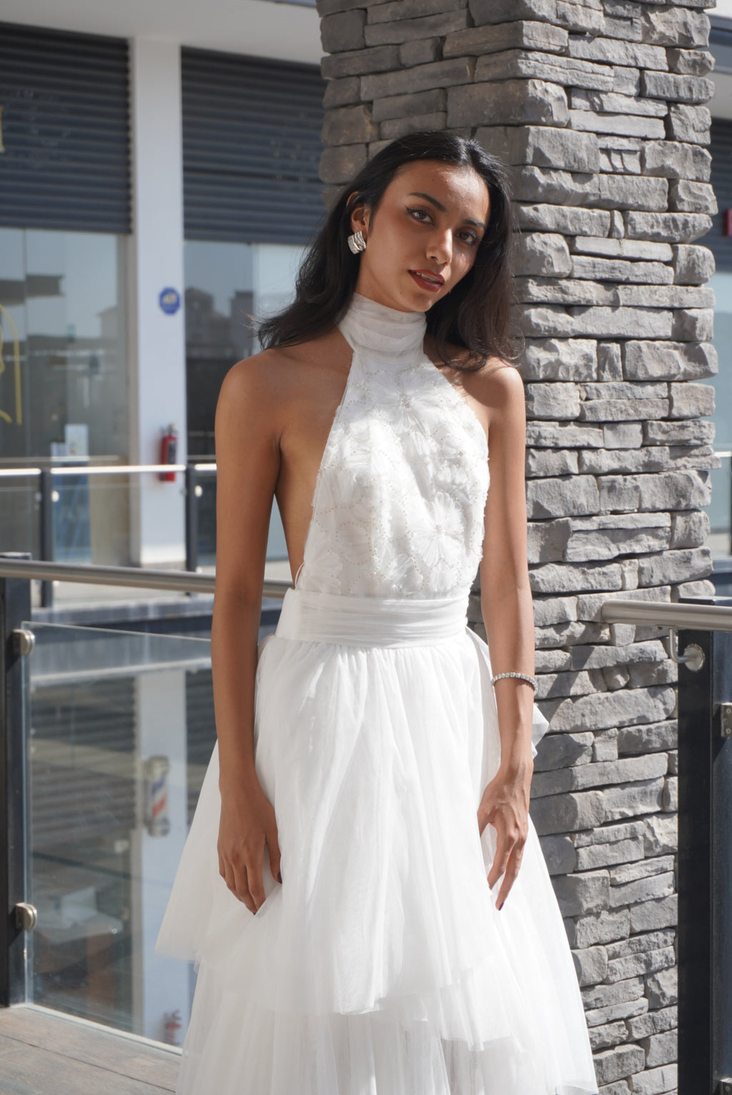 HALTER DE TUL BLANCO