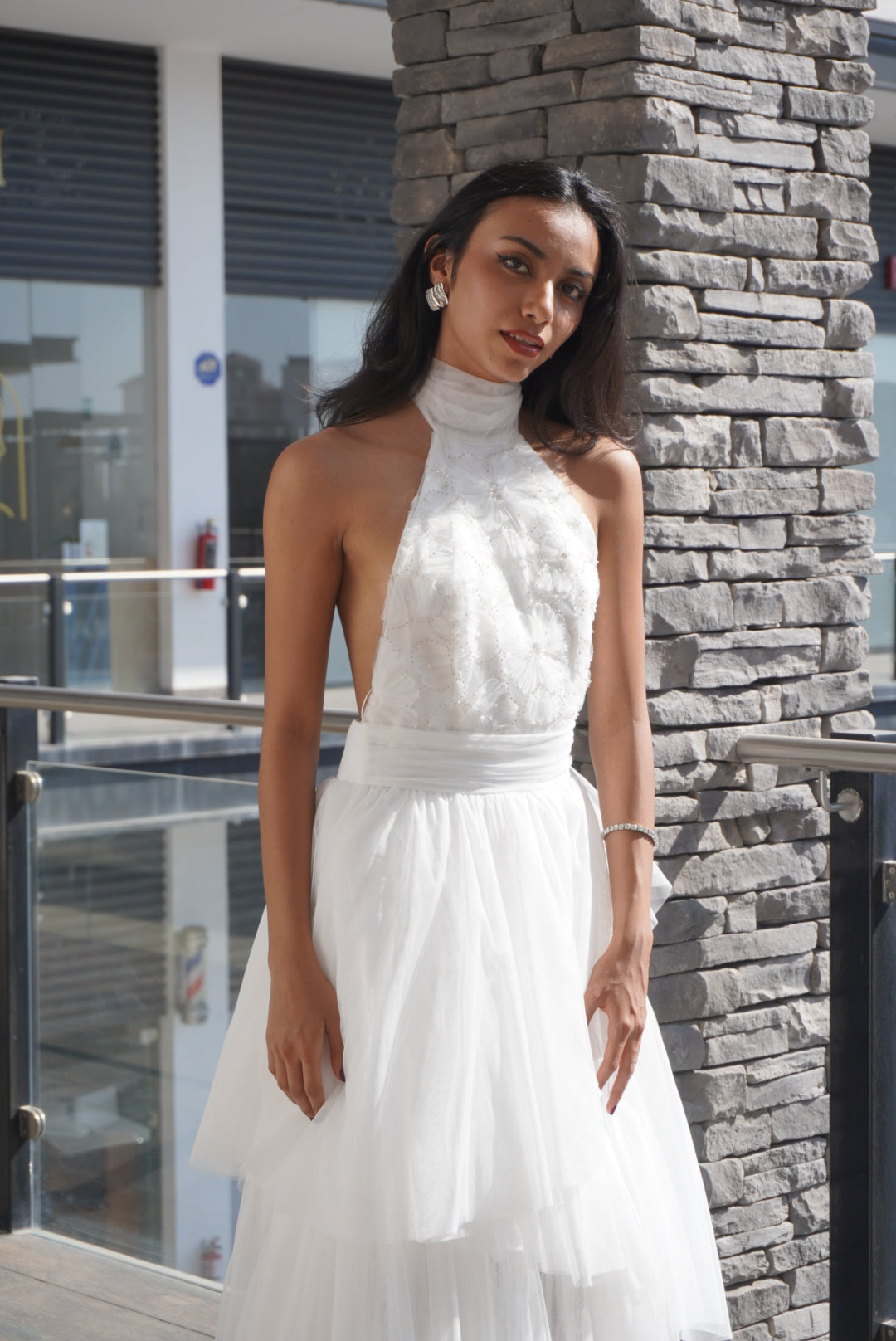 HALTER DE TUL BLANCO