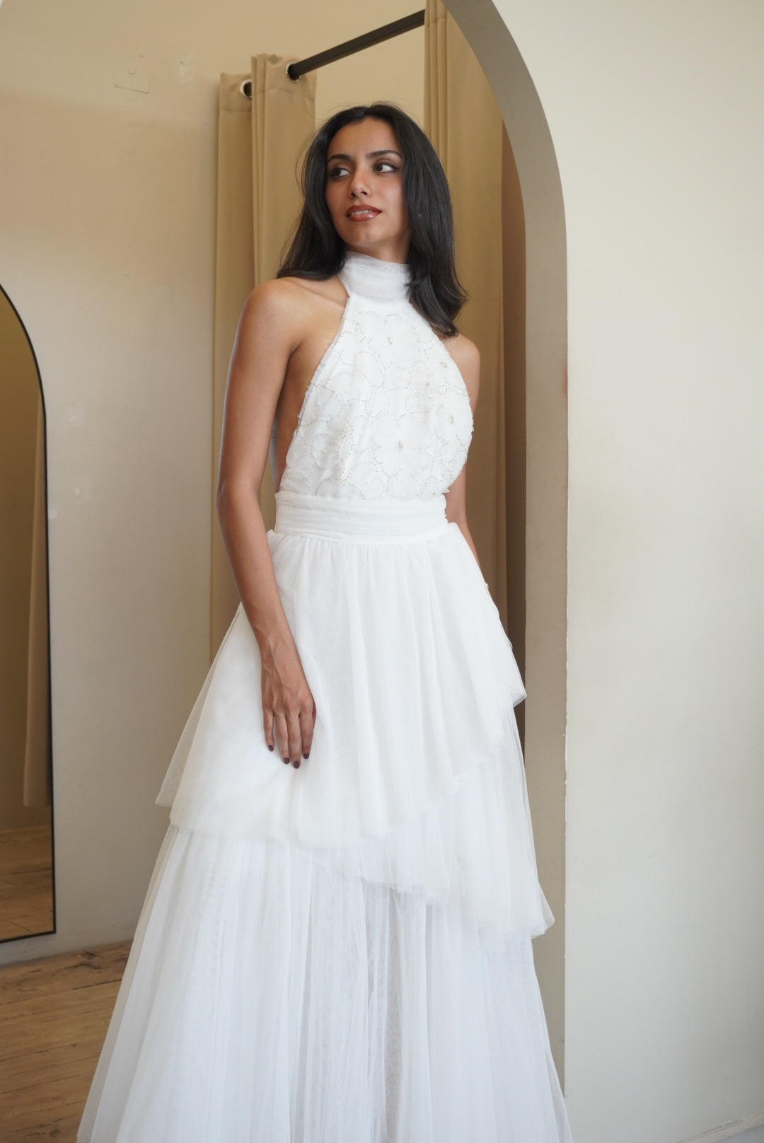 HALTER DE TUL BLANCO