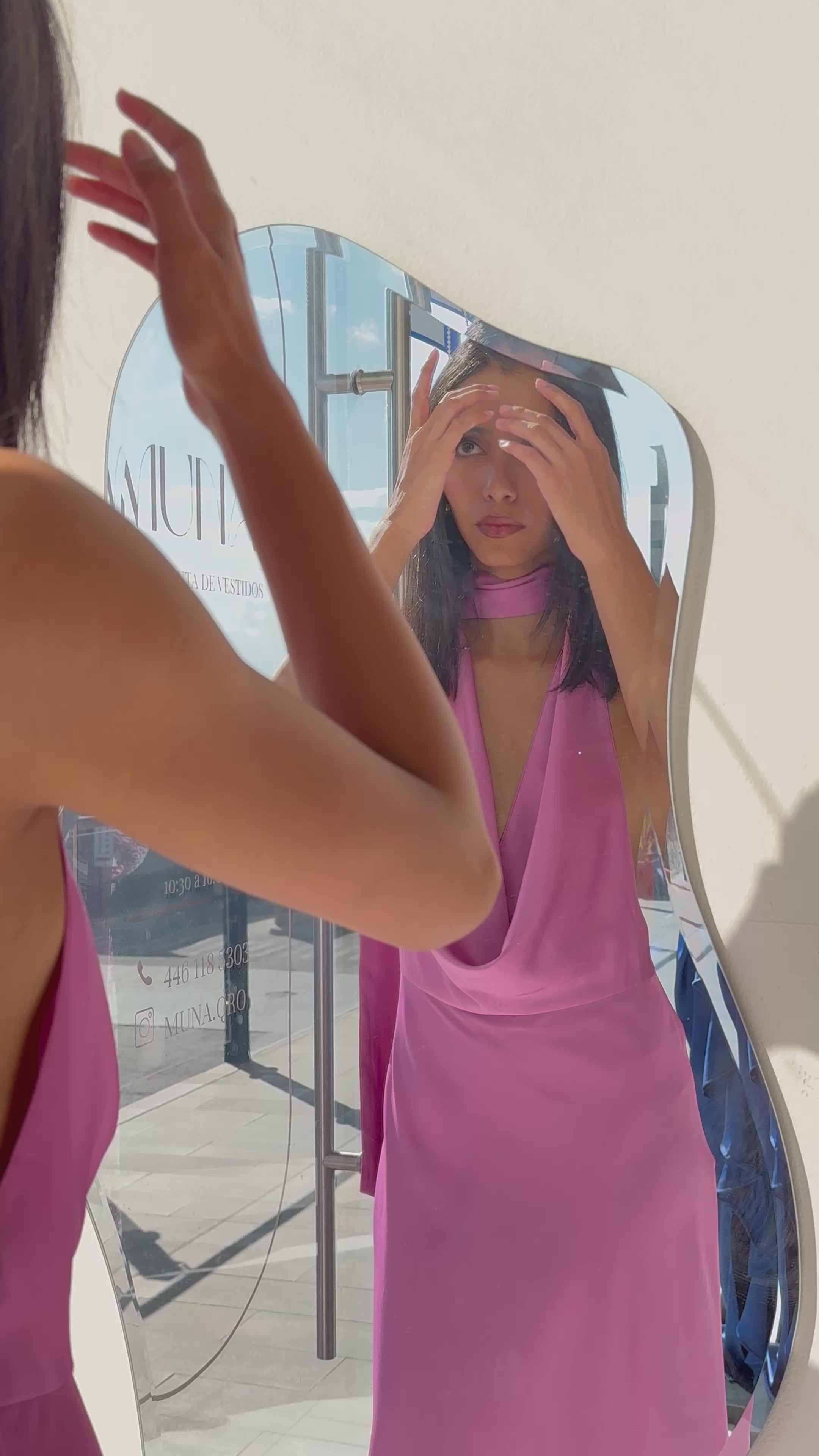 PINK SATIN HALTER