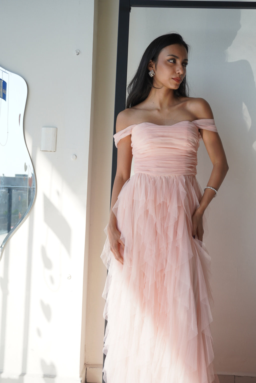 VESTIDO DE TUL TIRANTES CAIDOS